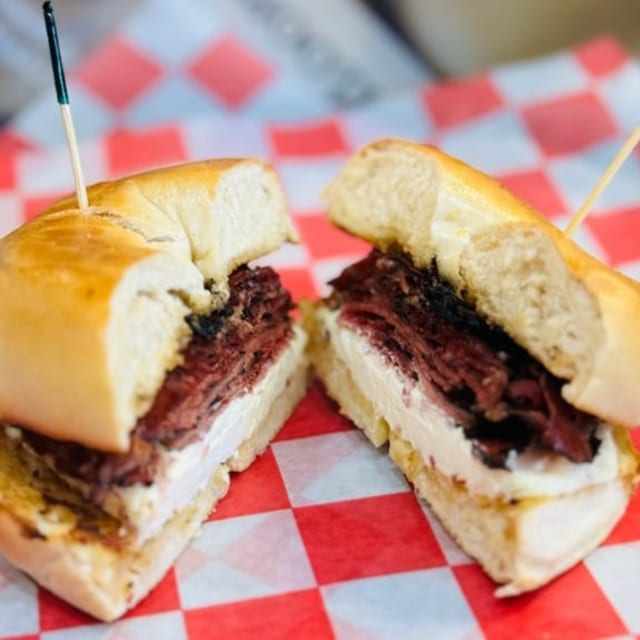 Bagel with Pastrami & Cream Cheese.