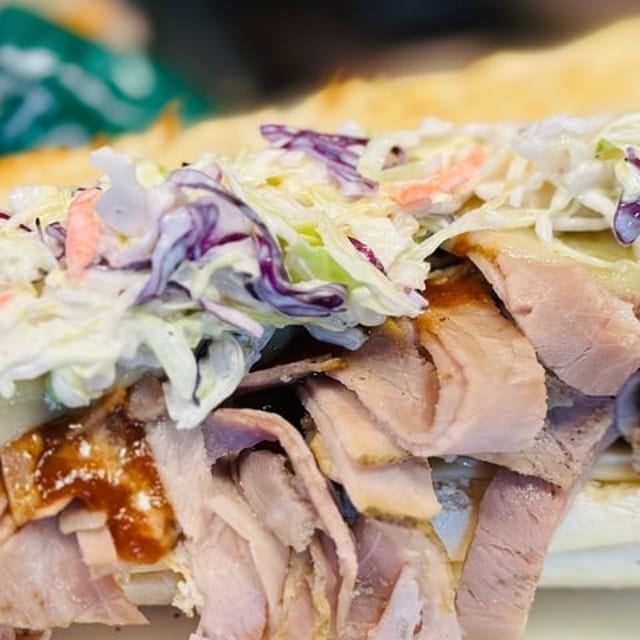 Cuban American Pulled Deli Pork Sandwich.